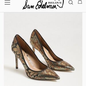 Chic Sam Edelman Metallic Floral Heels *New*